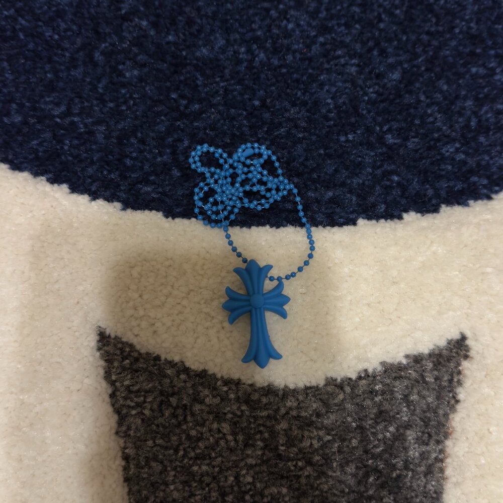 Chrome Hearts Rubber CH Cross Small Necklace Silicone Blue